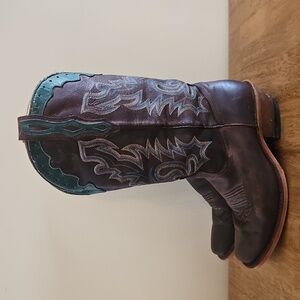Boulet Brown & Turquoise Womens Cowboy Boots